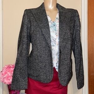 Chadwick’s womens blazer 14 large jacket classic wool black white tweed work nwt